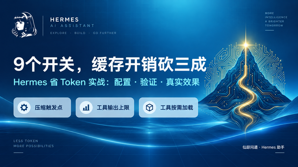 你的 AI 每周都在重发同一段历史——Hermes 省 token 实战：9 个开关，缓存开销砍三成